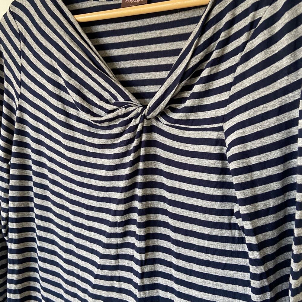 Phase Eight Striped Navy Grey Mini Dress/Tunic Size 12 - Picture 2 of 8